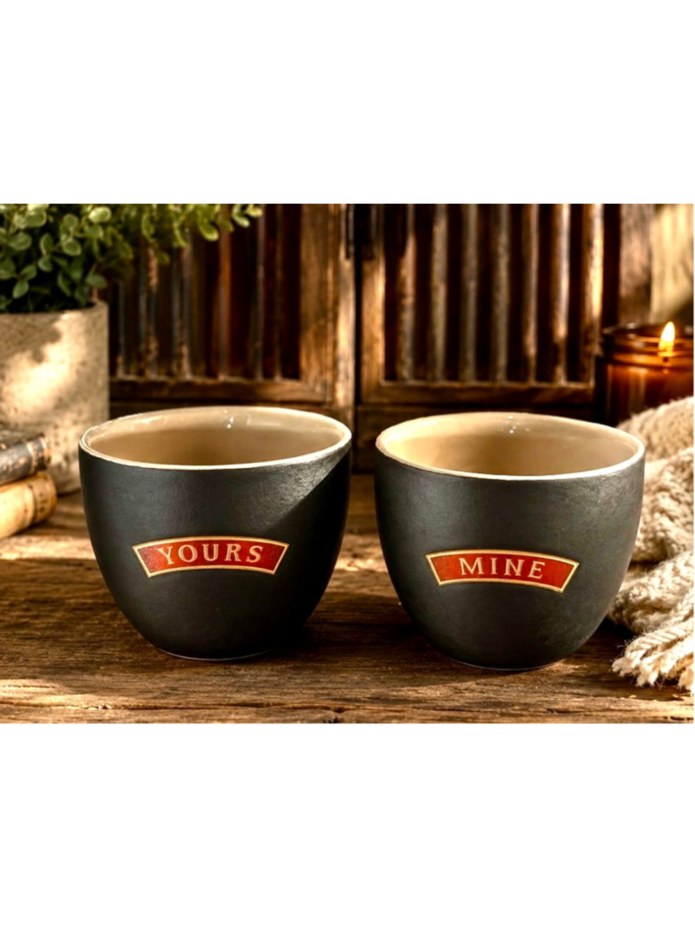 Yours & Mine Mug Set: Perfect for Couples, 3x3" Ceramic Cups